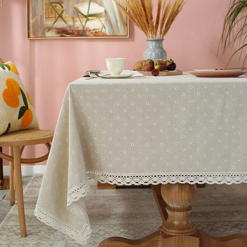 A beautiful retro tablecloth with lace 