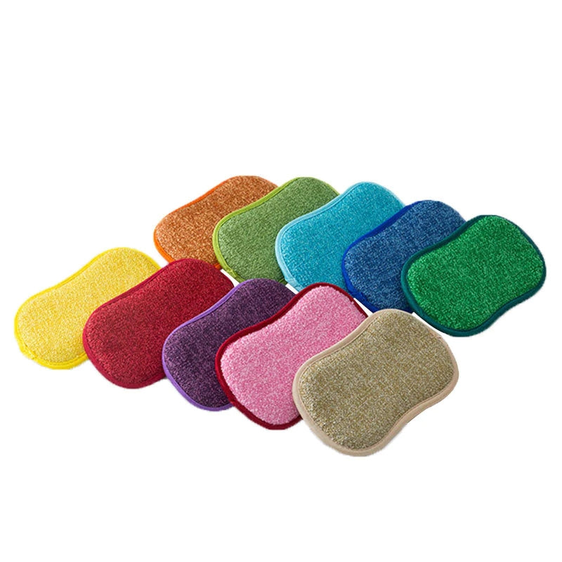 Double-sided kitchen sponges in cheerful colors