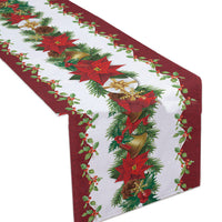 A Christmas time table runner with bells and flowers