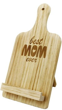 This cutting board-shaped wooden cookbook holder is a great assistant when cooking with a recipe.