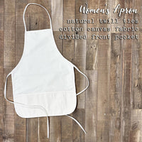 Women's apron with natural twill ties, cotton canvas fabric and a convenient front pocket