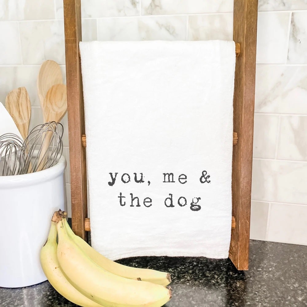 "You, we & the dog" - a perfect kitchen towel for a couple with a hairy child