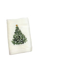 Embroidered cotton towel featuring a beautifully decorated Christmas tree, ideal for seasonal gifting