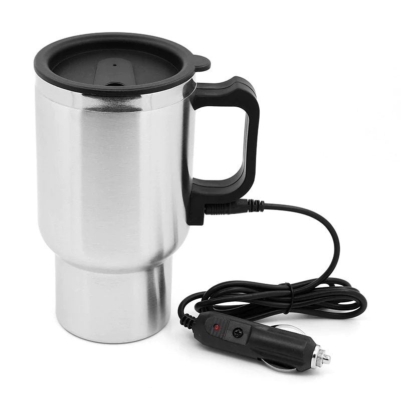 A stainless steel car heating mug