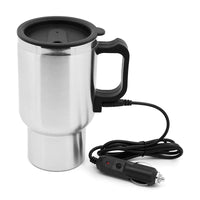 A stainless steel car heating mug