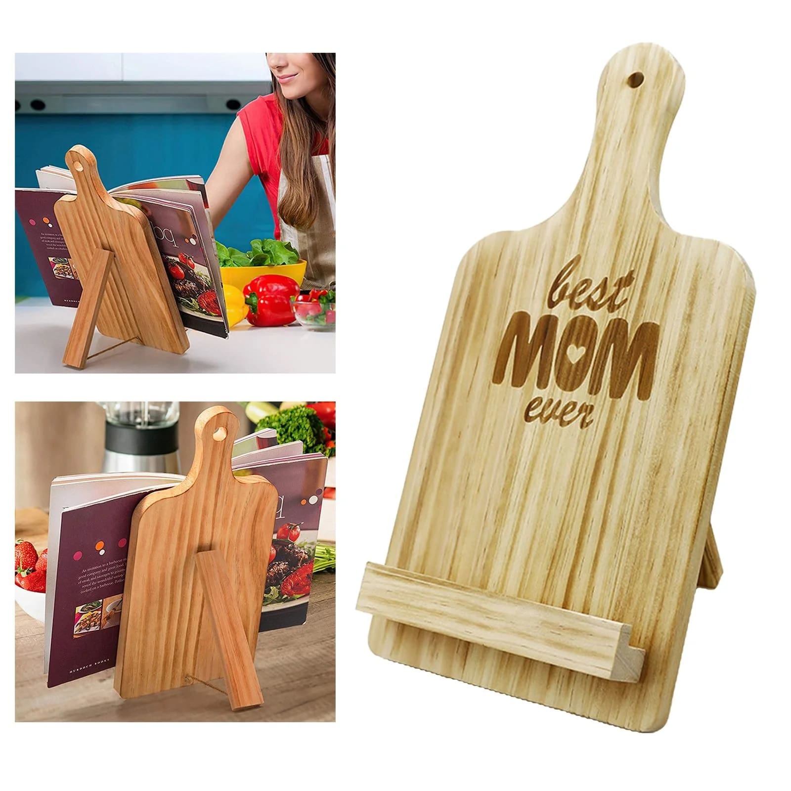 Wooden cookbook holder