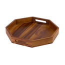 Acacia wood serving tray shaped like an octagon, perfect for stylish serving