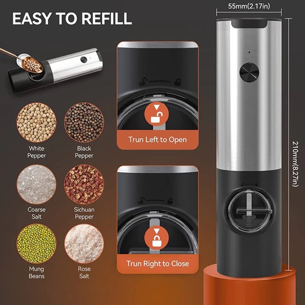 Electric salt grinder, 2 bottles set