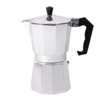 An aluminum Italian stovetop espresso pot