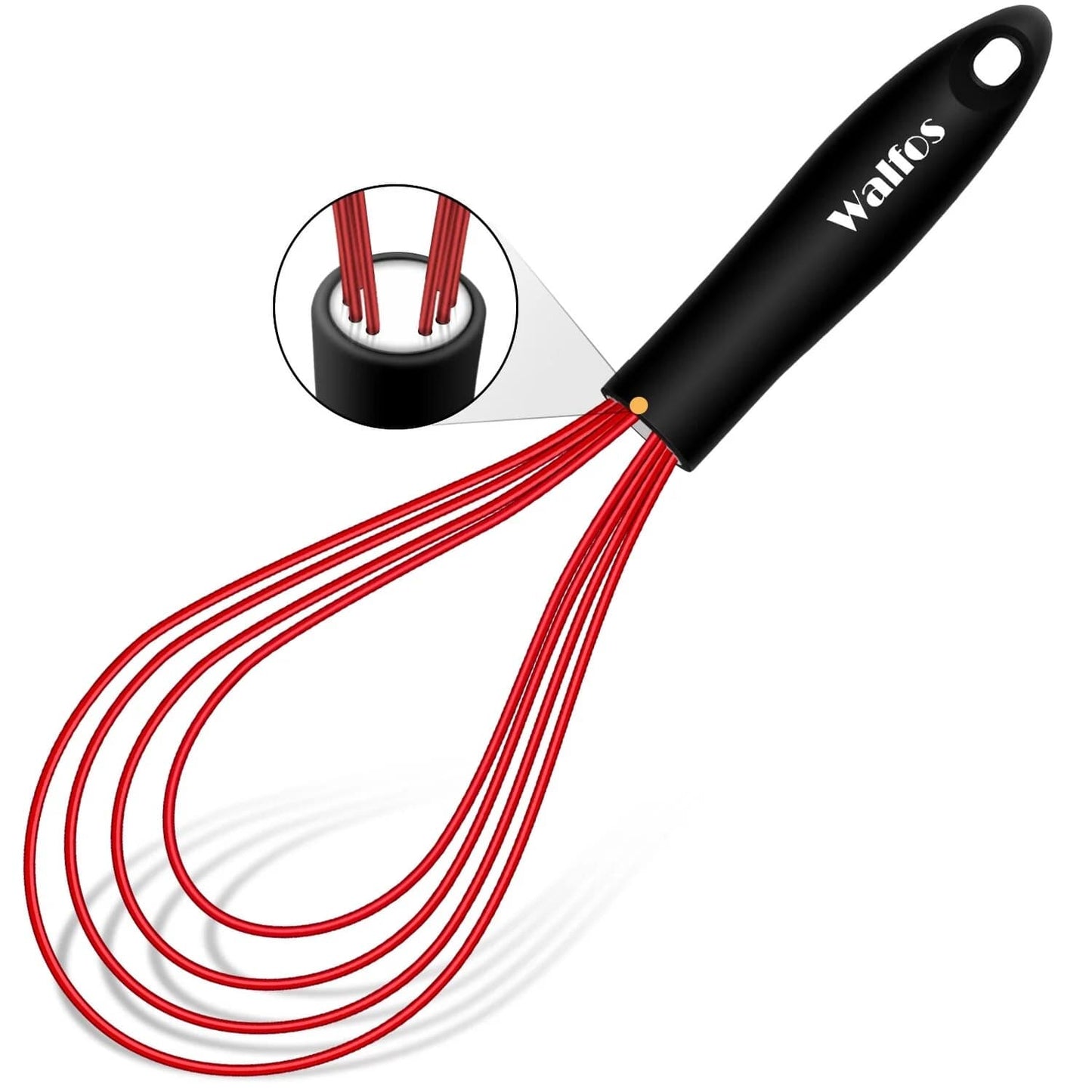 This red silicone whisk is perfect for making sauces and roux due to its flat shape.