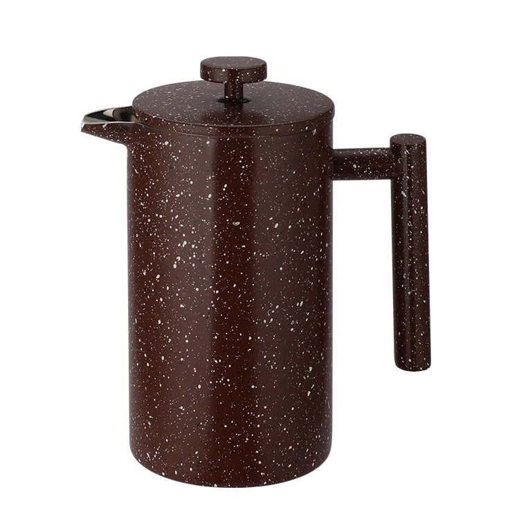 A brown retro coffee pot with two-layer structure