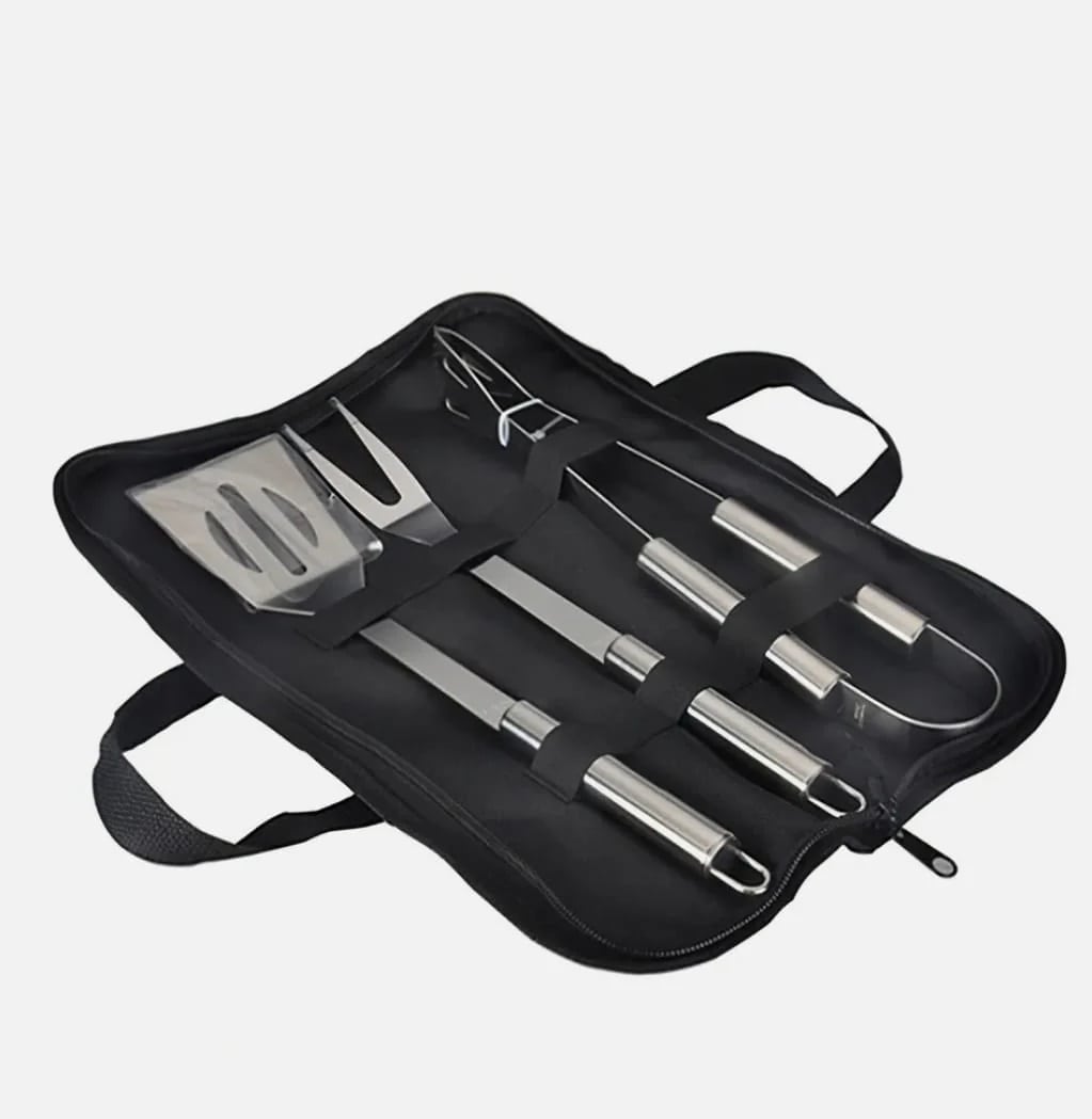 Stainless steel BBQ grill utensil set