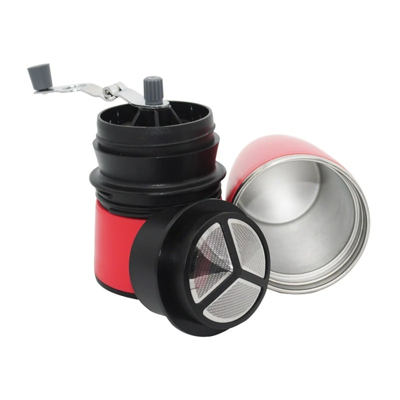 All-in-one travel coffee mug - grind, brew and drink!