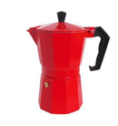 A stylish red espresso maker for Italian coffee