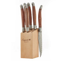 Elegant and stylish steak knives in a block