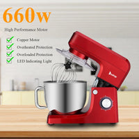 This countertop mixer 660W has a high performance copper motor with overheated and overloaded protection.